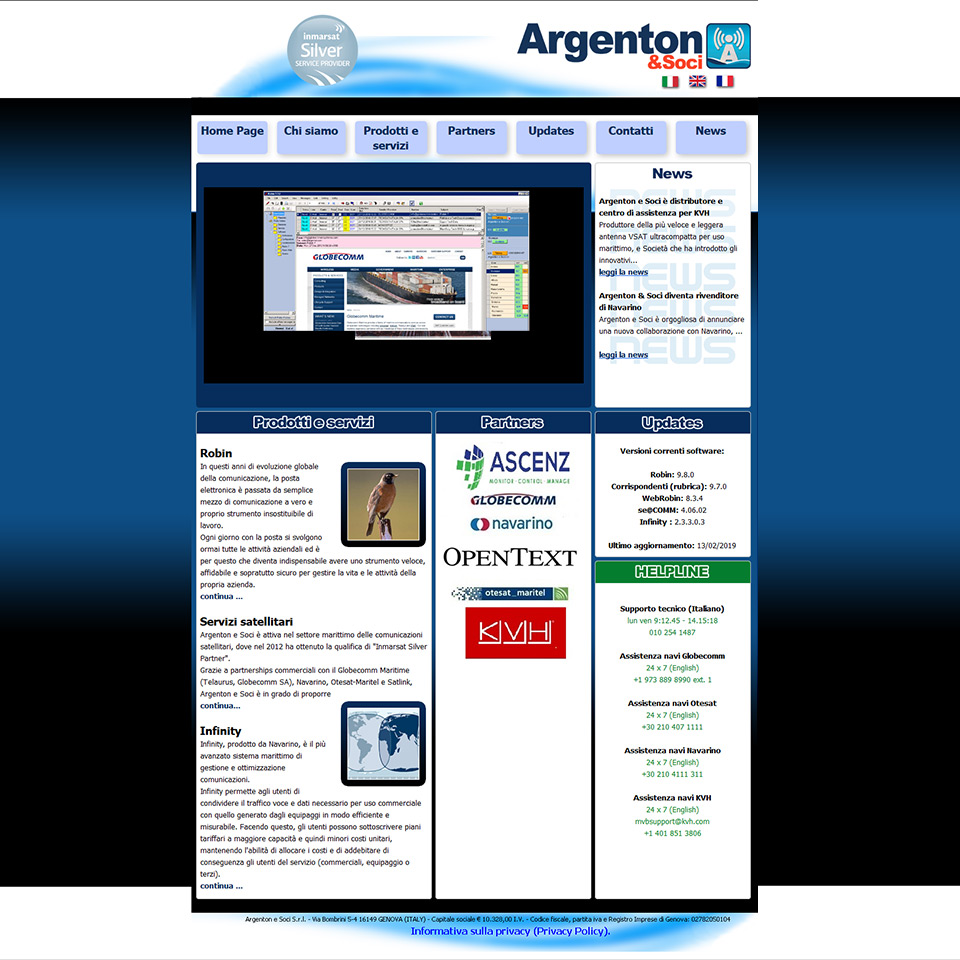 Argenton & Soci - Schermata del sito