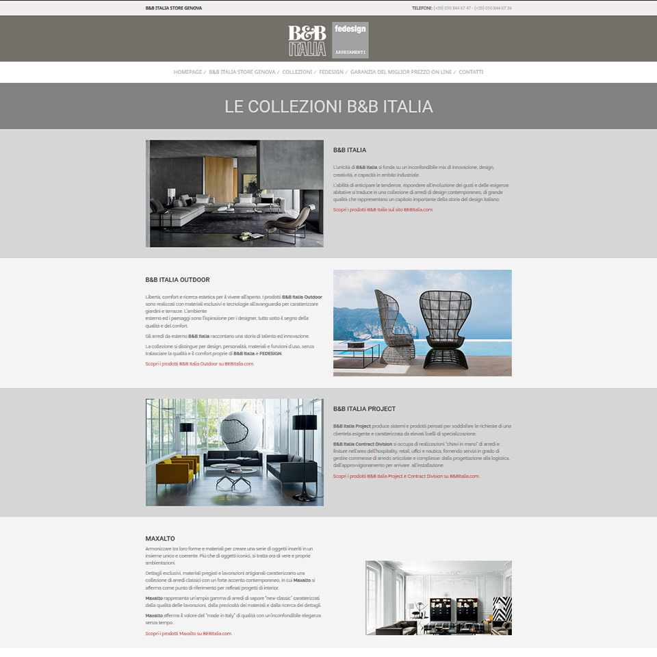 B&B Italia Maxalto - Fedesign - Schermata del sito