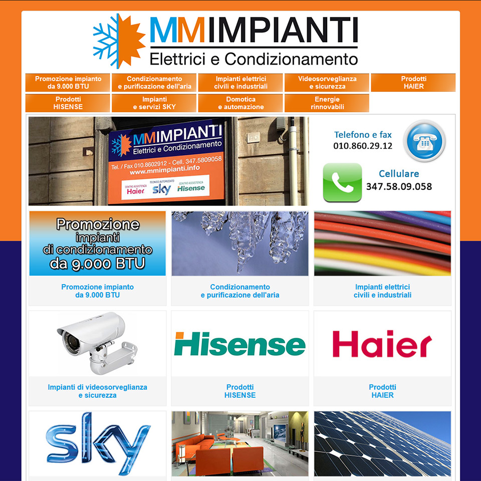 MM Impianti - Schermata del sito
