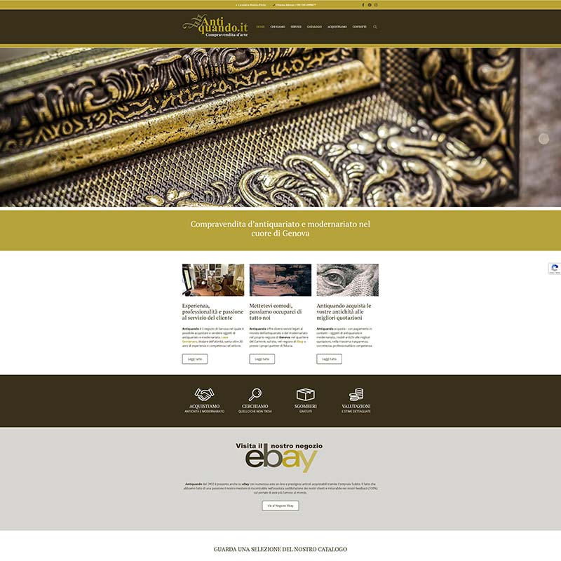 Schermata del sito Antiquando.it - Luca Centanaro - Antiquarito e modernariato e Genova e su Ebay
