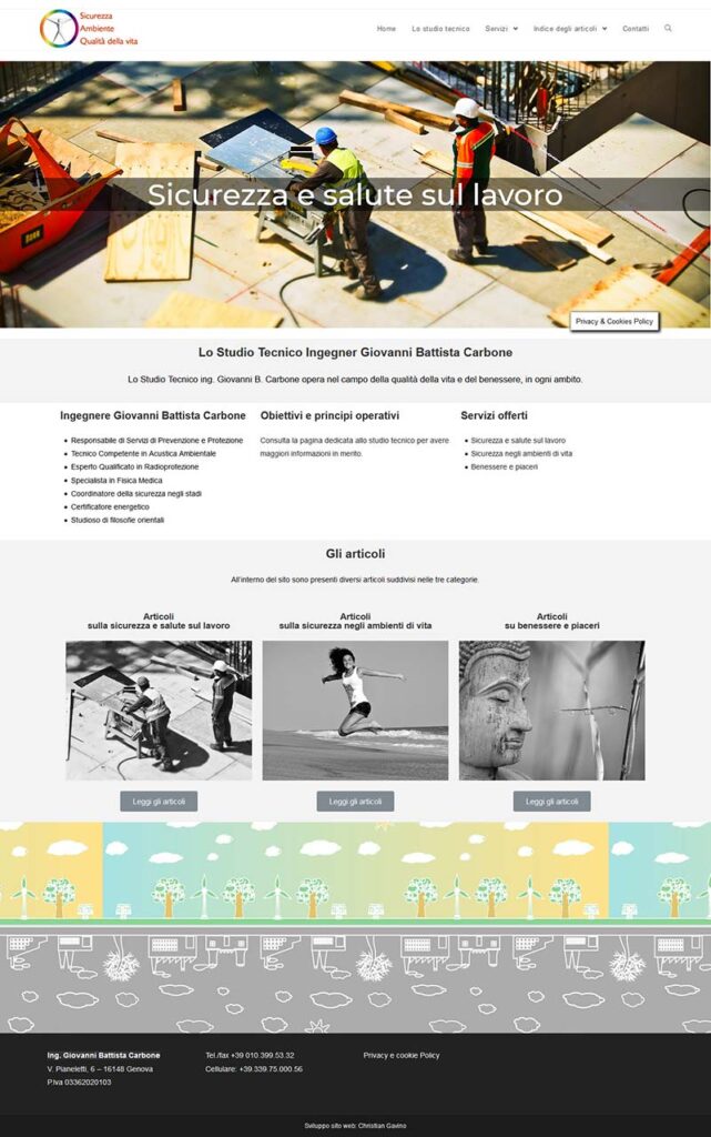 Screenshot della homepage del sito web dello Studio Tecnico Genova Ingegnere Giovanni Battista Carbone a Genova www.sicurvita.it