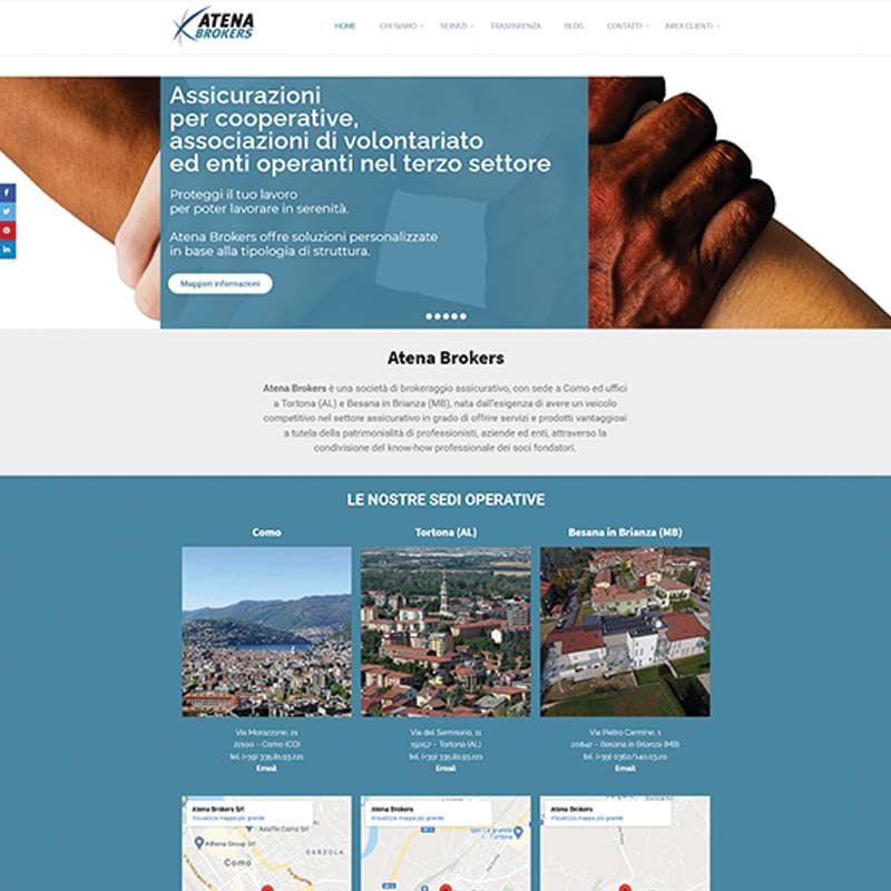 Screenshot del sito web di Atena Brokers assicurazioni a Como, Tortona e Besana in Brianza