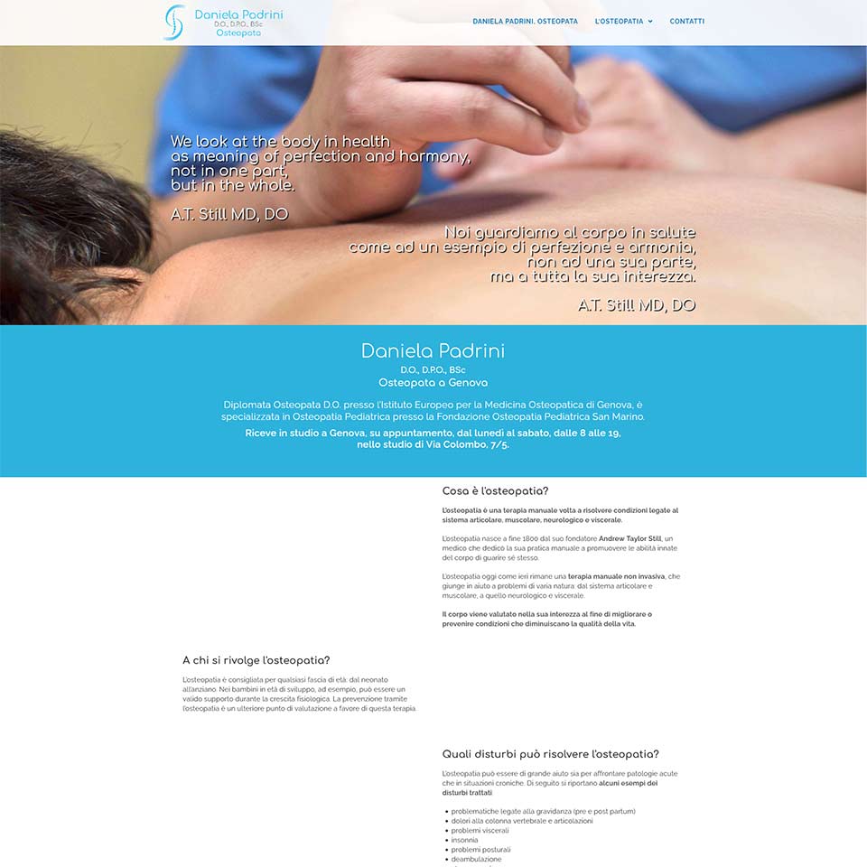 Screenshot sito Daniela Padrini Osteopata D.O. e Osteopata Pediatrica a Genova