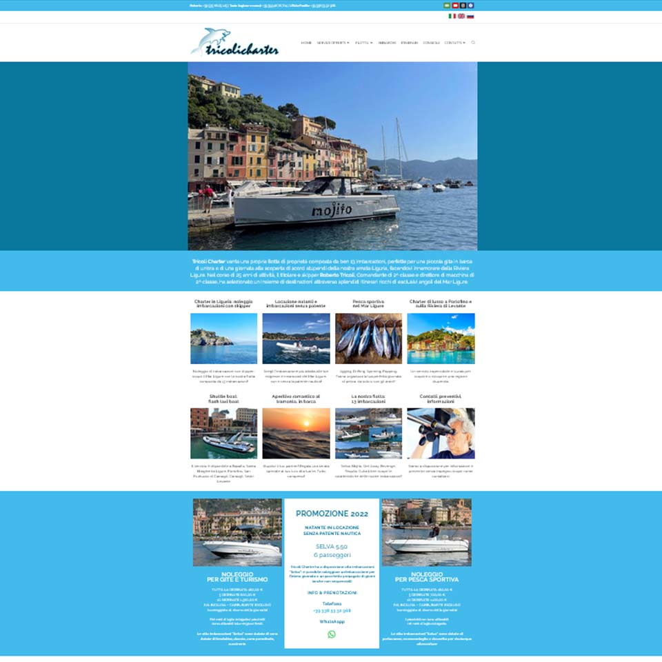 Miniatura dell'homepage del sito web di Tricoli Charter www.tricolicharter.com